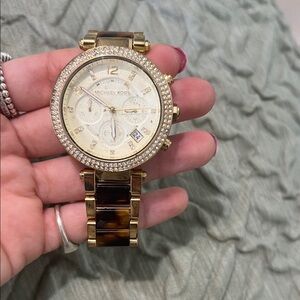 Michael Kors Gold and Brown Women's Accessory Watch